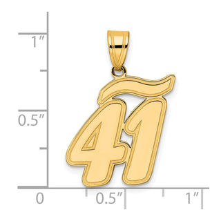 14k Yellow Gold Brushed Border Script Number 41 Pendant