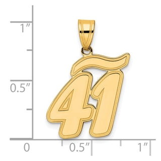 14k Yellow Gold Brushed Border Script Number 41 Pendant