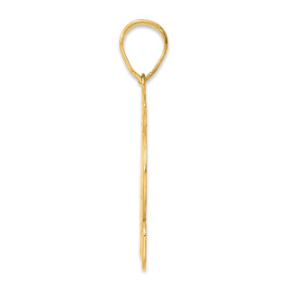 14k Yellow Gold Brushed Border Script Number 42 Pendant