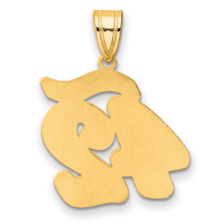 14k Yellow Gold Brushed Border Script Number 42 Pendant