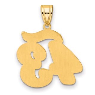 14k Yellow Gold Brushed Border Script Number 43 Pendant