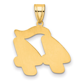 14k Yellow Gold Brushed Border Script Number 44 Pendant