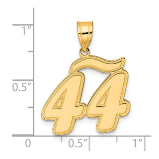 14k Yellow Gold Brushed Border Script Number 44 Pendant