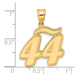 14k Yellow Gold Brushed Border Script Number 44 Pendant