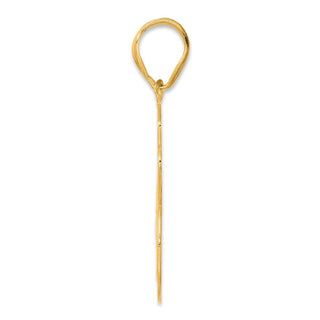 14k Yellow Gold Brushed Border Script Number 46 Pendant