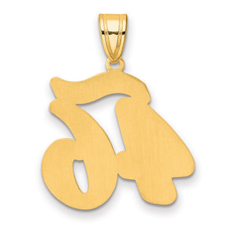 14k Yellow Gold Brushed Border Script Number 46 Pendant