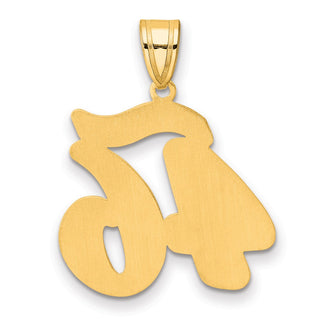 14k Yellow Gold Brushed Border Script Number 46 Pendant