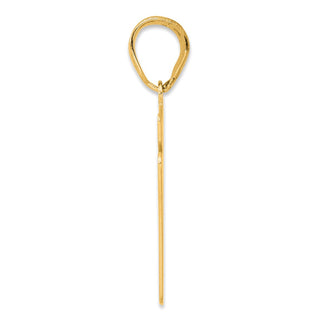 14k Yellow Gold Brushed Border Script Number 47 Pendant