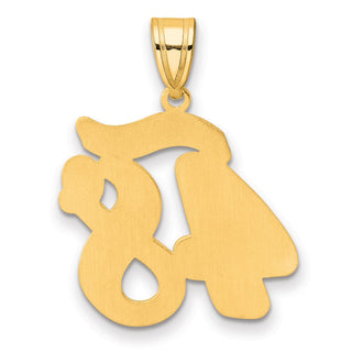 14k Yellow Gold Brushed Border Script Number 48 Pendant