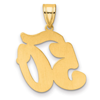 14k Yellow Gold Brushed Border Script Number 50 Pendant
