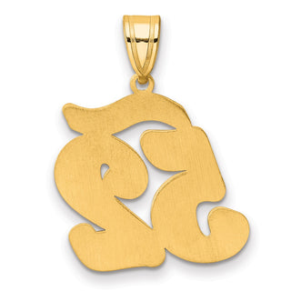 14k Yellow Gold Brushed Border Script Number 52 Pendant