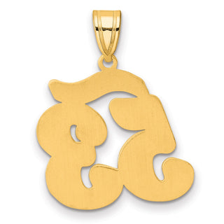 14k Yellow Gold Brushed Border Script Number 53 Pendant