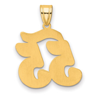 14k Yellow Gold Brushed Border Script Number 55 Pendant