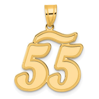 14k Yellow Gold Brushed Border Script Number 55 Pendant