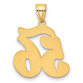 14k Yellow Gold Brushed Border Script Number 56 Pendant