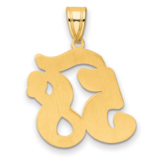 14k Yellow Gold Brushed Border Script Number 58 Pendant