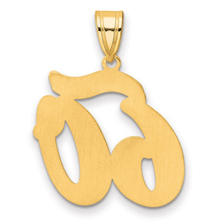 14k Yellow Gold Brushed Border Script Number 60 Pendant