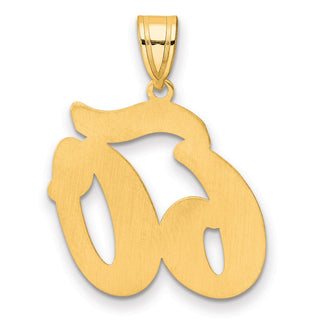 14k Yellow Gold Brushed Border Script Number 60 Pendant
