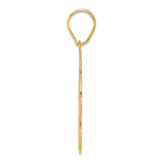 14k Yellow Gold Brushed Border Script Number 62 Pendant