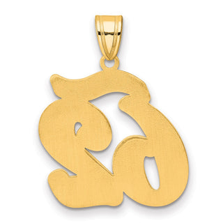 14k Yellow Gold Brushed Border Script Number 62 Pendant