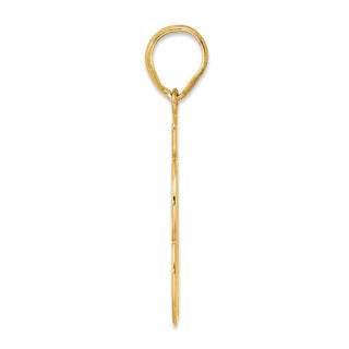 14k Yellow Gold Brushed Border Script Number 63 Pendant