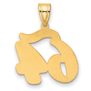 14k Yellow Gold Brushed Border Script Number 64 Pendant