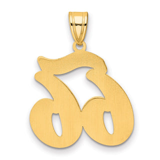14k Yellow Gold Brushed Border Script Number 66 Pendant