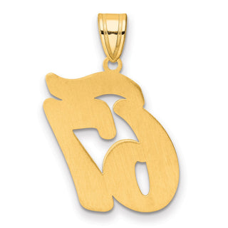 14k Yellow Gold Brushed Border Script Number 67 Pendant