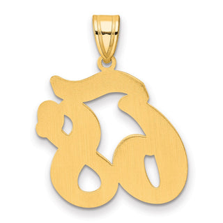 14k Yellow Gold Brushed Border Script Number 68 Pendant