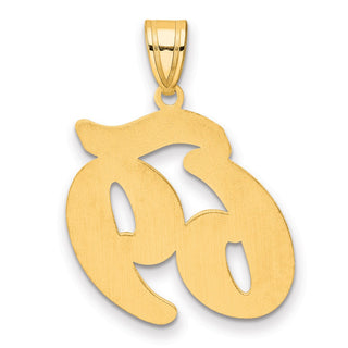 14k Yellow Gold Brushed Border Script Number 69 Pendant