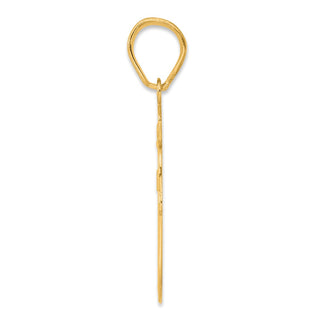 14k Yellow Gold Brushed Border Script Number 70 Pendant