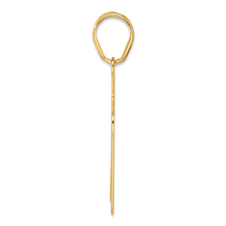 14k Yellow Gold Brushed Border Script Number 71 Pendant