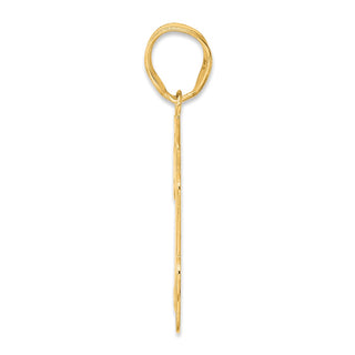 14k Yellow Gold Brushed Border Script Number 74 Pendant
