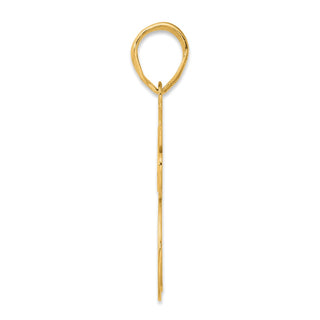 14k Yellow Gold Brushed Border Script Number 75 Pendant