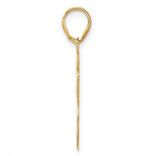 14k Yellow Gold Brushed Border Script Number 76 Pendant