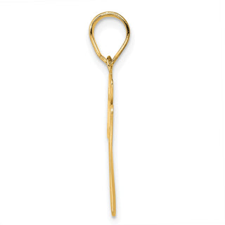 14k Yellow Gold Brushed Border Script Number 77 Pendant