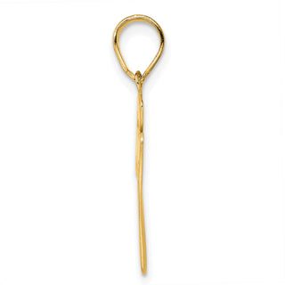 14k Yellow Gold Brushed Border Script Number 77 Pendant
