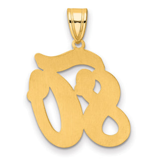 14k Yellow Gold Brushed Border Script Number 80 Pendant