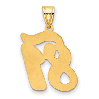 14k Yellow Gold Brushed Border Script Number 81 Pendant