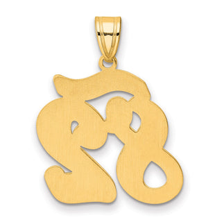14k Yellow Gold Brushed Border Script Number 82 Pendant