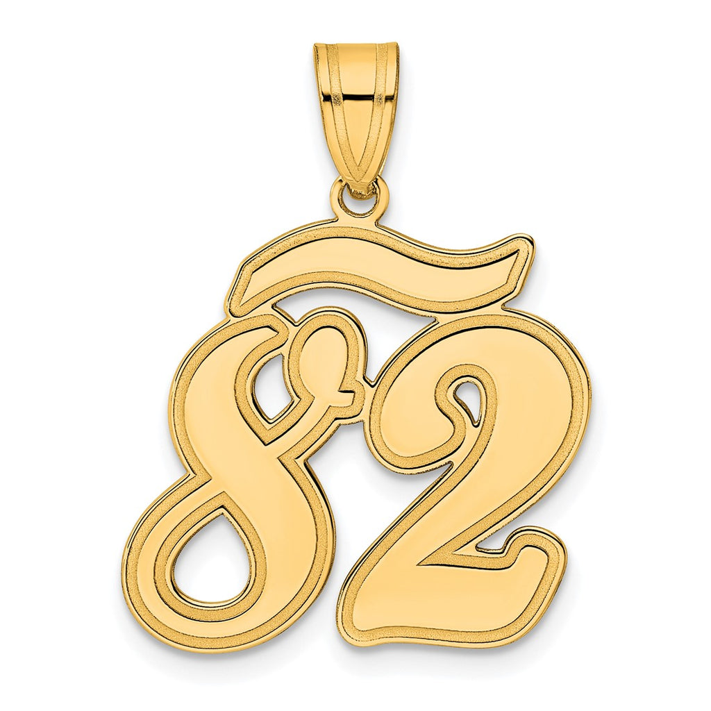 14k Yellow Gold Brushed Border Script Number 82 Pendant – Wellness ...