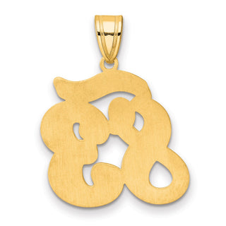 14k Yellow Gold Brushed Border Script Number 83 Pendant
