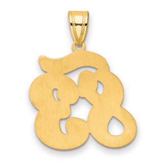 14k Yellow Gold Brushed Border Script Number 83 Pendant