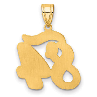 14k Yellow Gold Brushed Border Script Number 84 Pendant