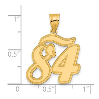 14k Yellow Gold Brushed Border Script Number 84 Pendant