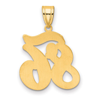 14k Yellow Gold Brushed Border Script Number 86 Pendant