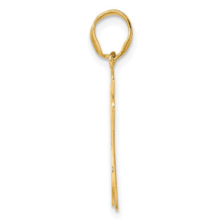 14k Yellow Gold Brushed Border Script Number 87 Pendant