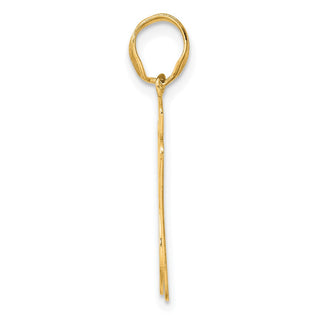 14k Yellow Gold Brushed Border Script Number 87 Pendant