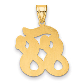 14k Yellow Gold Brushed Border Script Number 88 Pendant