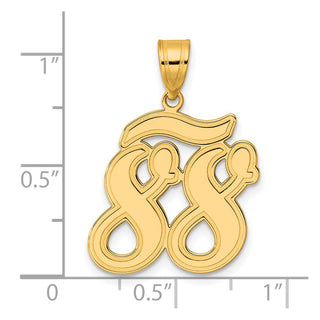 14k Yellow Gold Brushed Border Script Number 88 Pendant